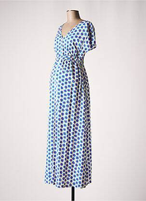 Robe maternité col v bleu POMKIN femme