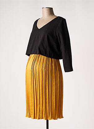 Robe maternité manches 3/4 jaune POMKIN femme