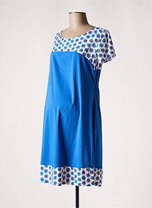 Robe maternité col rond bleu POMKIN femme