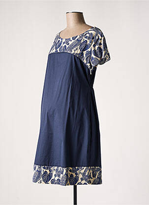 Robe maternité col rond bleu POMKIN femme