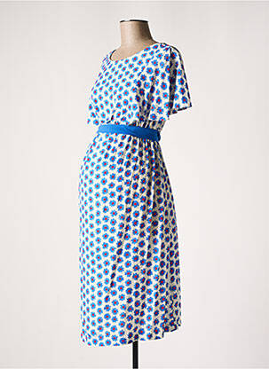 Robe maternité col rond bleu POMKIN femme