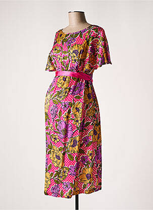 Robe maternité col rond rose POMKIN femme