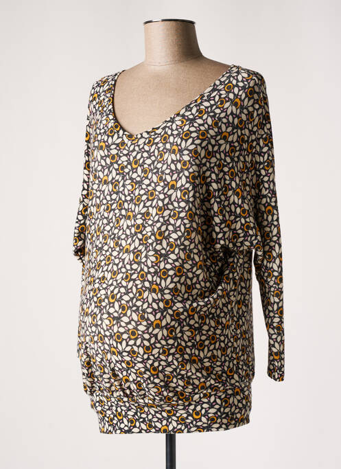 Pull maternité col v jaune POMKIN femme