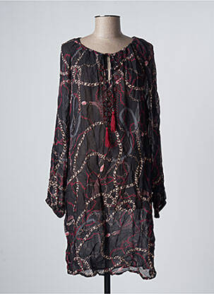 Robe mi-longue coupe fluide manches longues noir CREAM femme