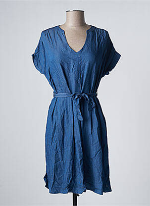 Robe mi-longue manches courtes manches courtes bleu LILI & CAROLINE femme