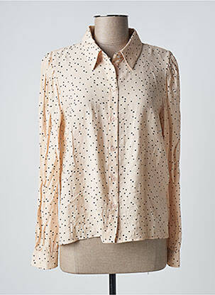 Chemisier tissage crêpe manches longues beige KAFFE femme