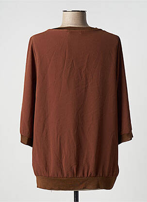 Blouse col rond manches 3/4 marron TONI femme