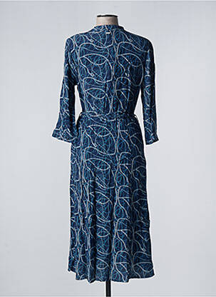Robe longue imprimé fantaisie manches longues bleu ANDAM femme