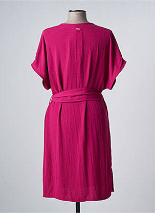 Robe mi-longue coupe fluide manches courtes rose ANDAM femme