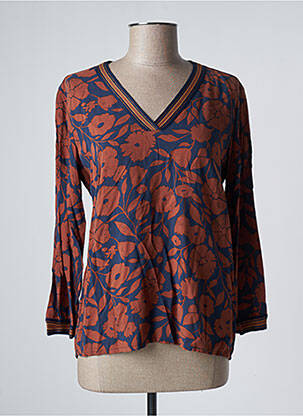 Blouse imprimé fleurs manches 3/4 bleu KANOPE femme
