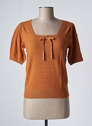 Pull resserrée sur le bas manches courtes marron CREAM femme