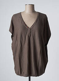 Pull col v manches courtes vert MORGAN femme