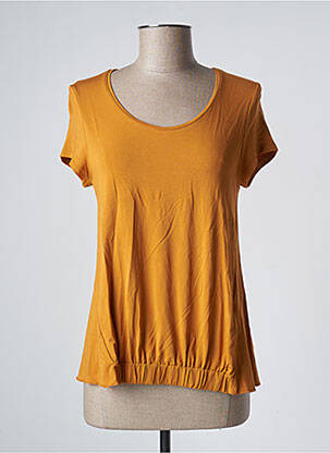 Top tissage jersey manches courtes jaune SEE THE MOON femme