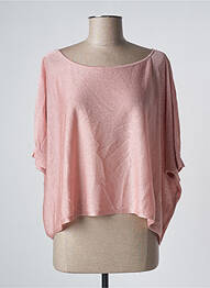 Pull col bateau manches courtes rose SEE THE MOON femme