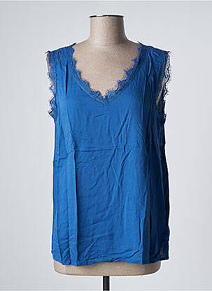 Top tissage crêpe sans manche bleu CREAM femme