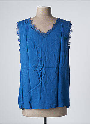 Top tissage crêpe sans manche bleu CREAM femme