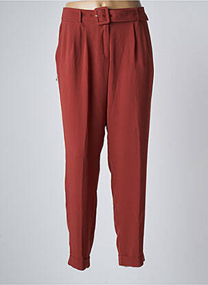 Pantalon droit tissage crêpe taille normale marron ANDAM femme