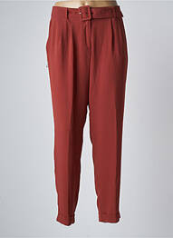 Pantalon droit tissage crêpe taille normale marron ANDAM femme