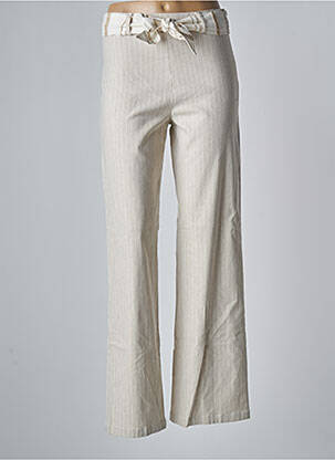 Pantalon droit tissage popeline taille normale beige GREGORY PAT femme