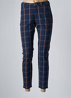 Pantalon chino tissage popeline taille normale bleu KANOPE femme