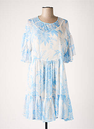 Robe courte coupe évasée manches courtes bleu TWINSET femme