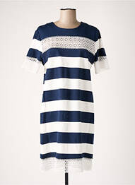 Robe mi-longue fermeture zippée au dos manches courtes bleu TWINSET femme