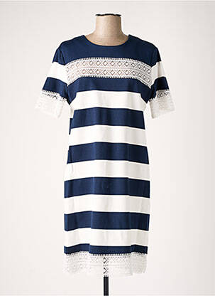 Robe mi-longue fermeture zippée au dos manches courtes bleu TWINSET femme
