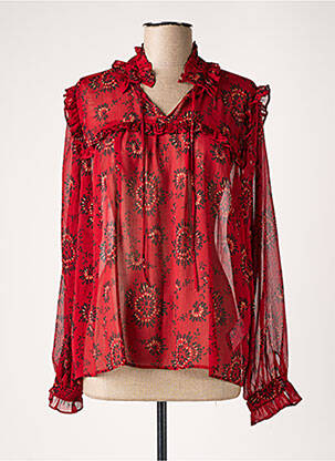 Blouse légère et transparente manches longues rouge MARELLA femme