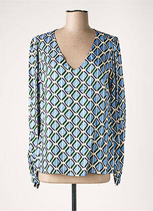 Blouse poignets boutonnés avec fente manches longues bleu KOCCA femme