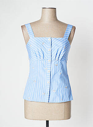 Top col carré fines bretelles bleu LIU JO femme