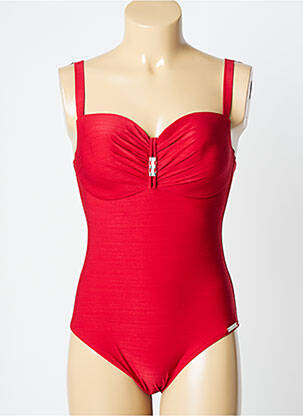 Maillot de bain 1 pièce effet matière satinée haut soutien-gorge balconnet rouge LISE CHARMEL femme