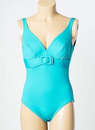 Maillot de bain 1 pièce effet matière satinée haut triangles bleu ANTIGEL femme