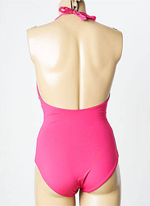 Maillot de bain 1 pièce effet matière satinée haut triangles rose HUIT femme