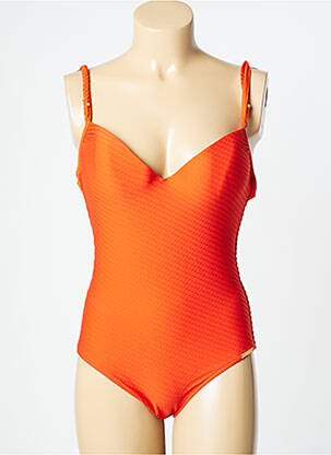 Maillot de bain 1 pièce effet matière satinée haut soutien-gorge moulé orange LISE CHARMEL femme