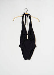 Maillot de bain 1 pièce effet matière satinée haut triangles noir NICOLE OLIVIER femme