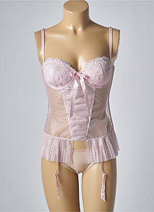 Guêpière/porte-jarretelle effet matière satinée rose CHRISTIES femme