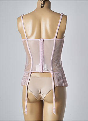Guêpière/porte-jarretelle effet matière satinée rose CHRISTIES femme