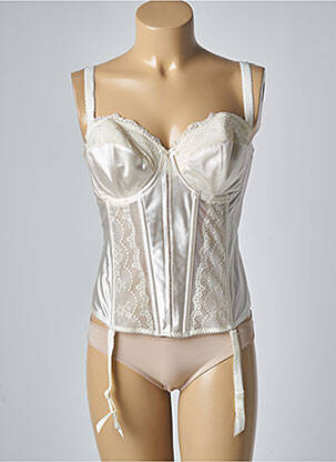 Guêpière/porte-jarretelle effet matière satinée beige ELOMI femme