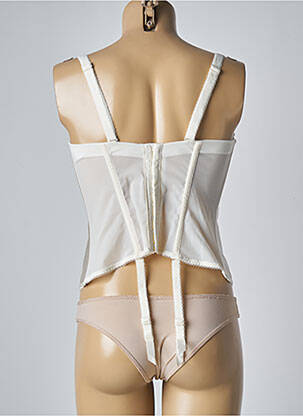 Guêpière/porte-jarretelle effet matière satinée beige ELOMI femme