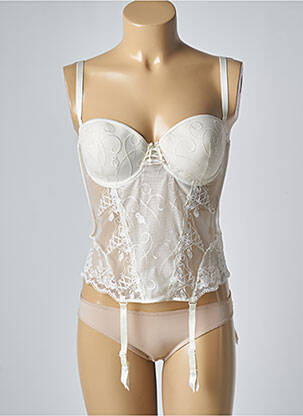 Guêpière/porte-jarretelle effet matière satinée beige ANTINEA femme
