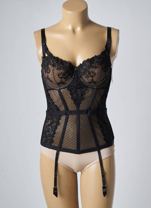 Guêpière/porte-jarretelle effet matière satinée noir AUBADE femme