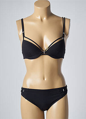 Maillot de bain 2 pièces fermeture clip haut soutien-gorge push-up noir LISE CHARMEL femme