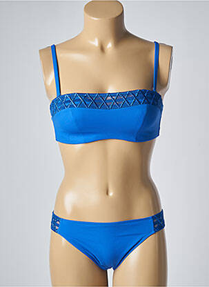 Maillot de bain 2 pièces stretch haut bandeau bleu LISE CHARMEL femme