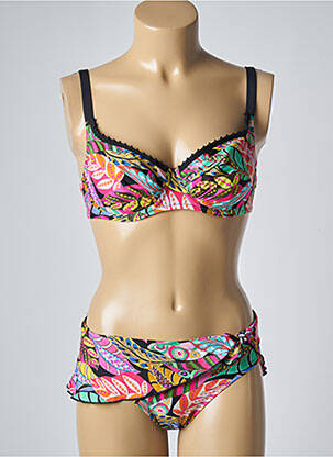 Maillot de bain 2 pièces stretch haut soutien-gorge balconnet rose ANTIGEL femme