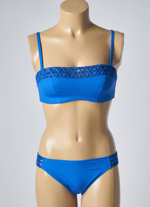Maillot de bain 2 pièces stretch haut bandeau bleu LISE CHARMEL femme