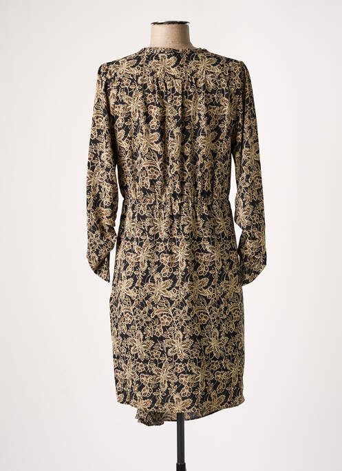 Robe mi-longue imprimé fantaisie manches longues noir SEE U SOON femme