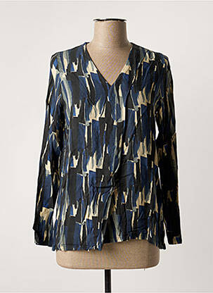 Blouse imprimé fantaisie manches longues bleu PAN femme