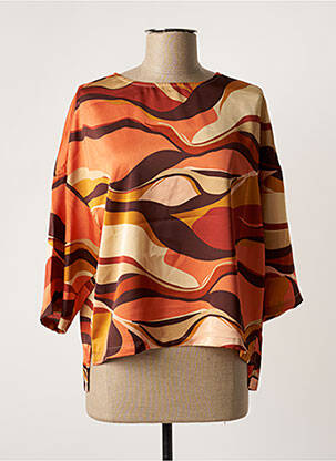 Blouse imprimé fantaisie manches 3/4 orange SEE U SOON femme