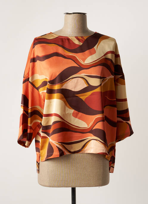 Blouse imprimé fantaisie manches 3/4 orange SEE U SOON femme