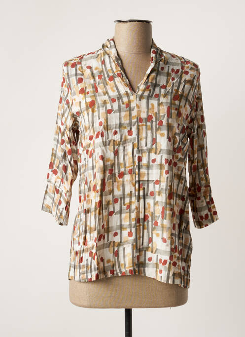 Blouse imprimé fantaisie manches 3/4 beige PAN femme